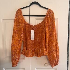 Patrons of Peace Orange Paisley Top Medium‎